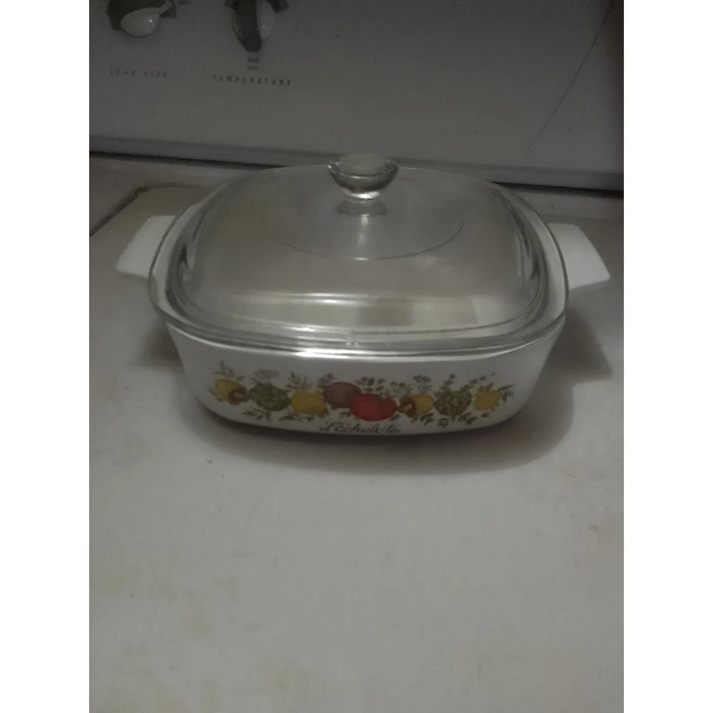 CORNING WARE SPICE OF LIFE 1-QUART CASSEROLE DISH  A-1-B W/PYREX LID L'ECHALOTE